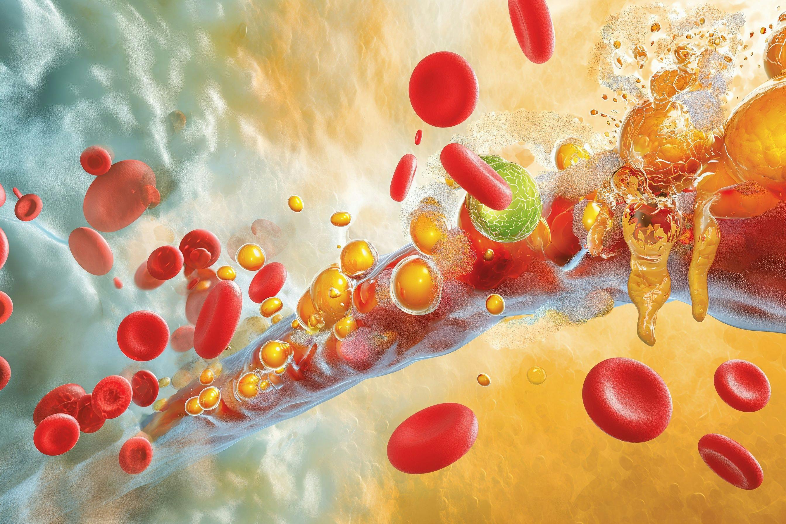Digital illustration of cholesterol and lipid particles. | Credit: Adobe Stock